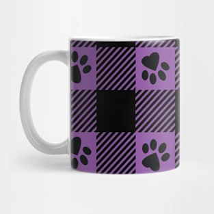 Purple Paw Print Plaid Mug